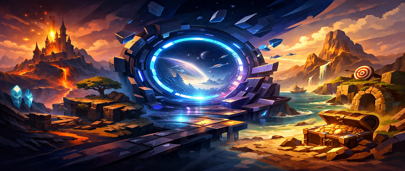 Mystical forest with glowing lights